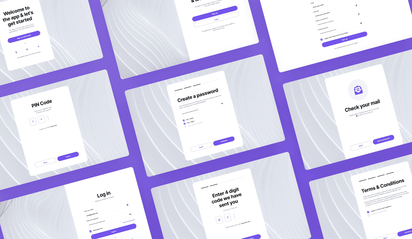 web ui kit design template onboarding screen