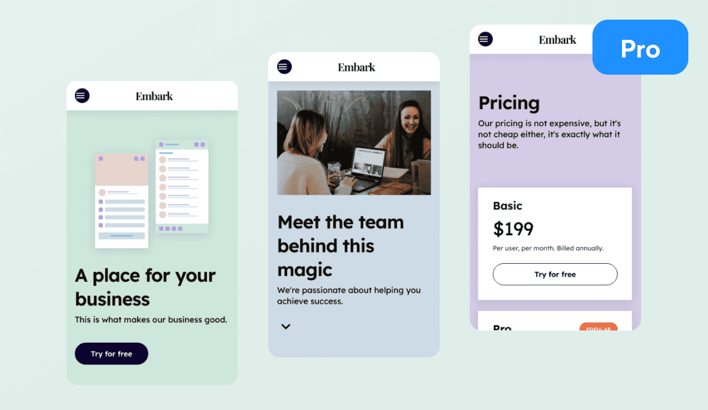 Business app UI design template