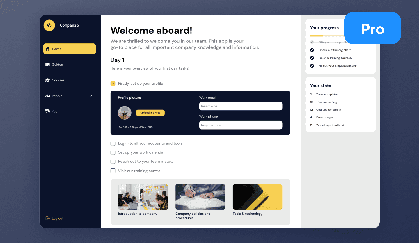 Employee onboarding web app template