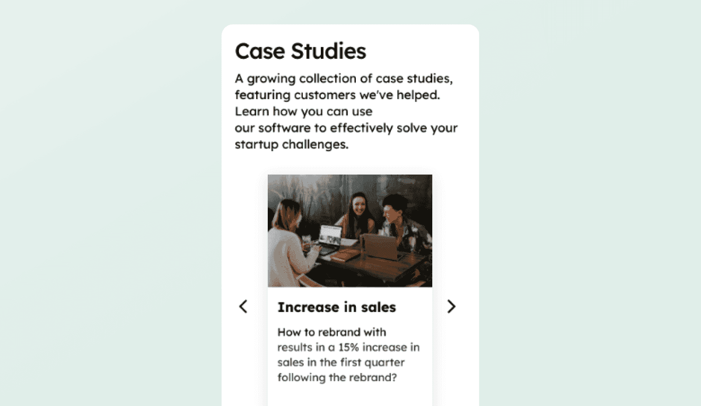 Business app UI design template case studies screen