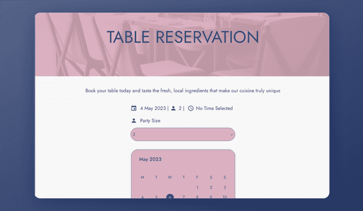 Restaurant Reservations Web App Template | Uizard