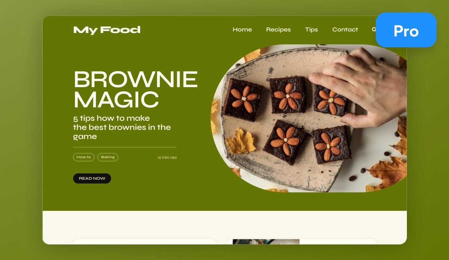 food blog website design template cover