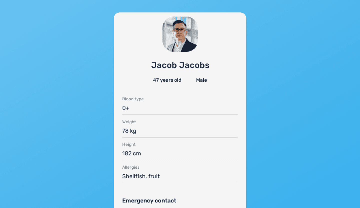 medical app design patient profile screen