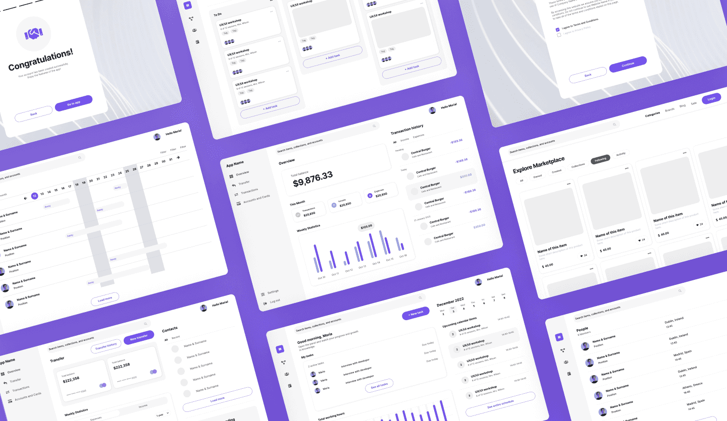 web ui kit design template dashboard