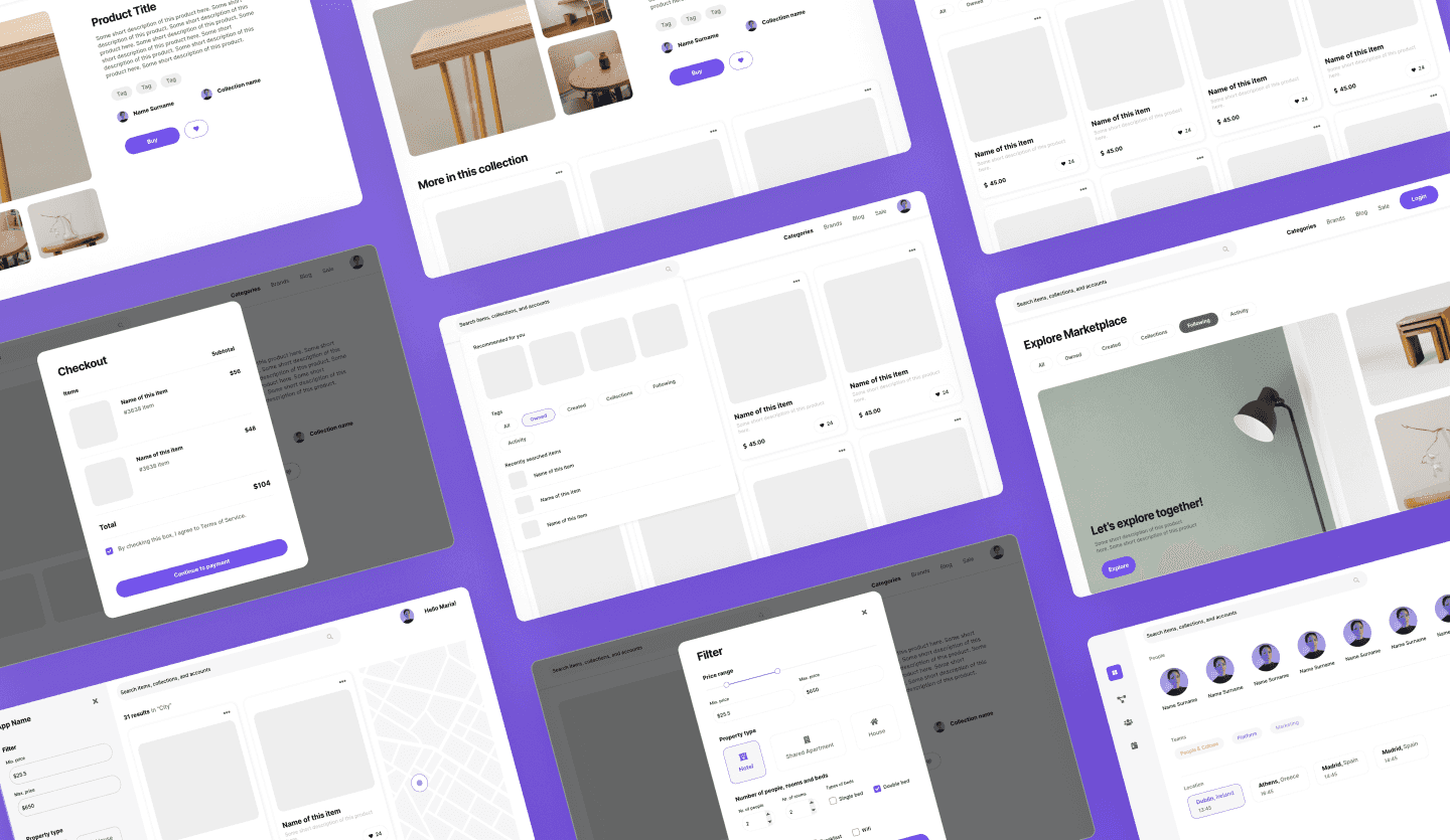 web ui kit design template ecom screen