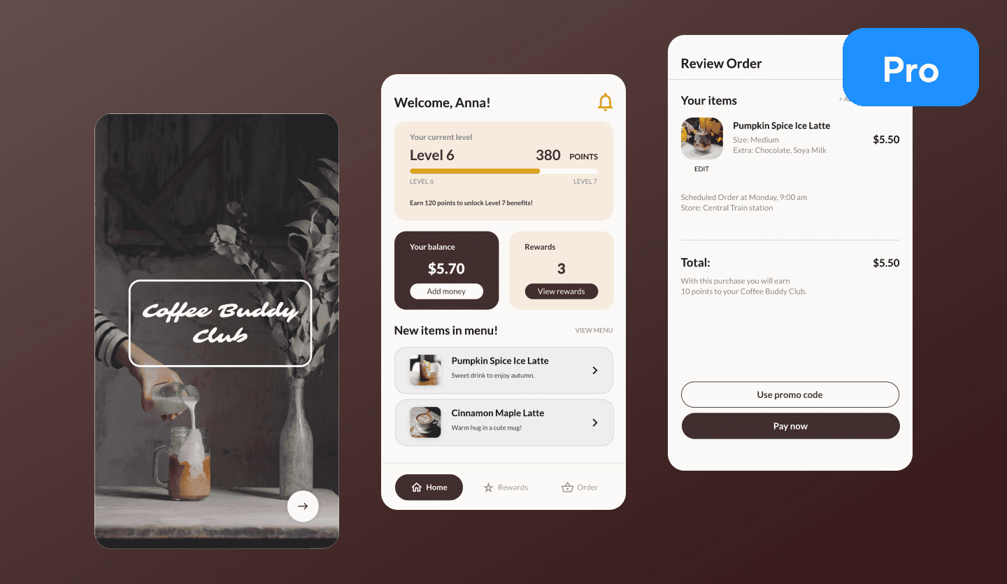 Loyalty reward app UI design template