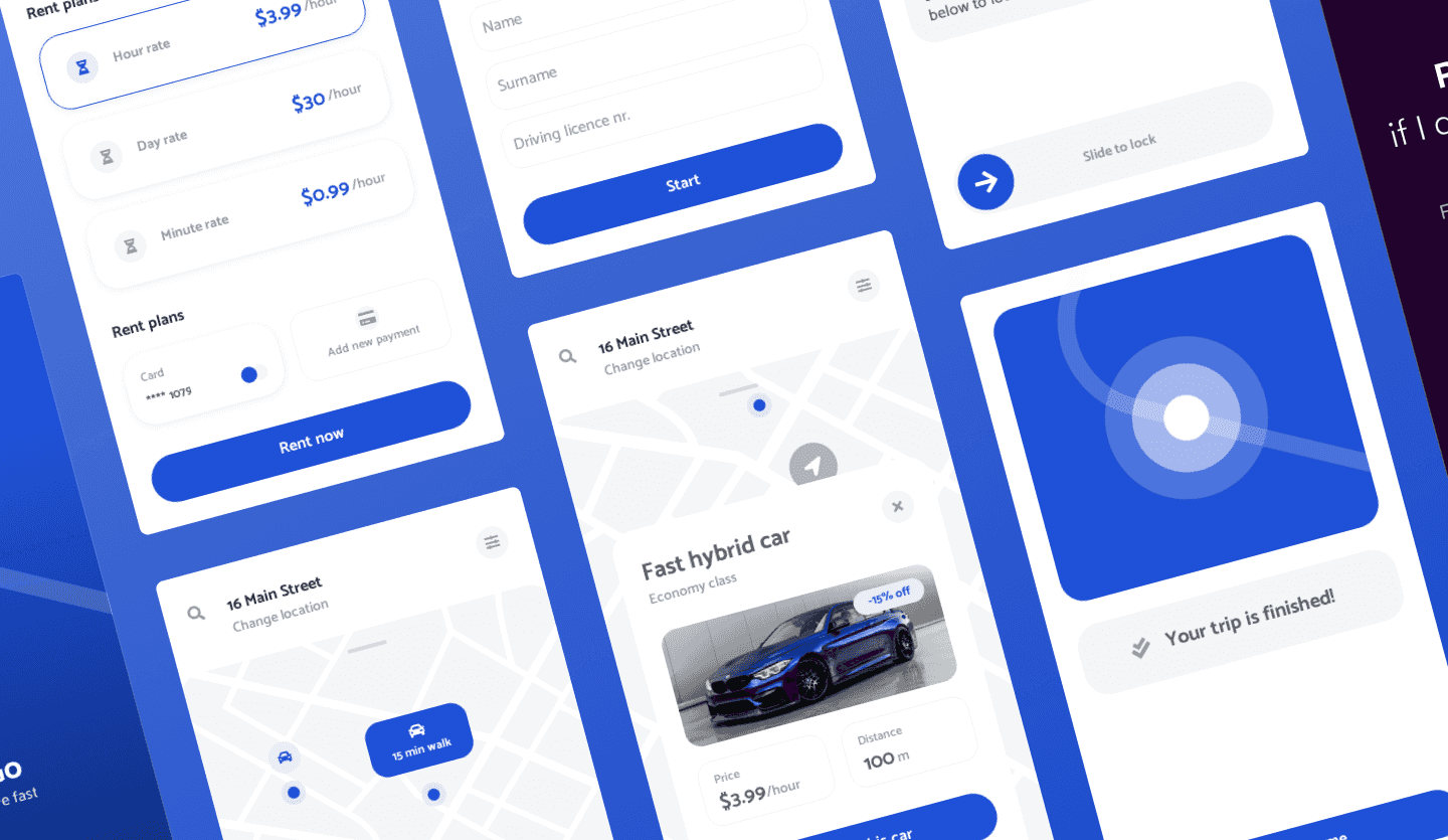 car sharing app design summary