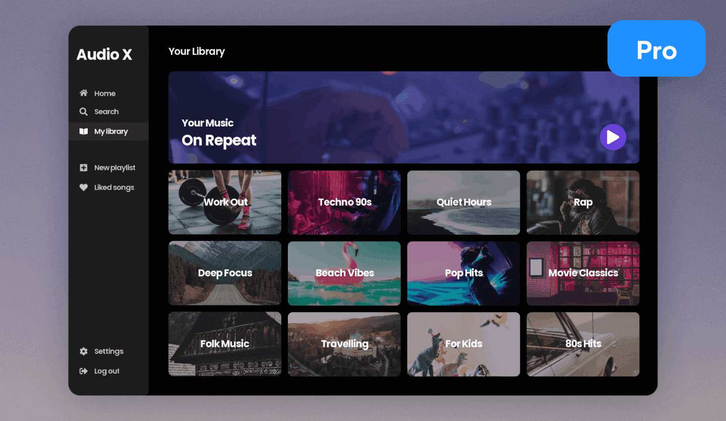 music streaming web app design template cover