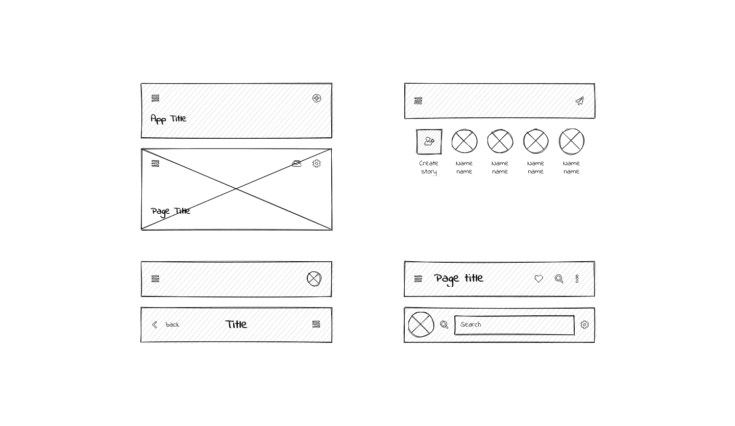 Screenshot showcasing the component template for designing app headers