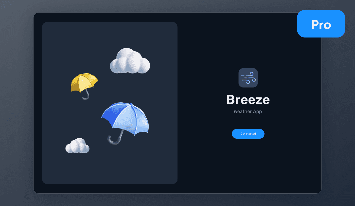 weather web app design template dark mode cover