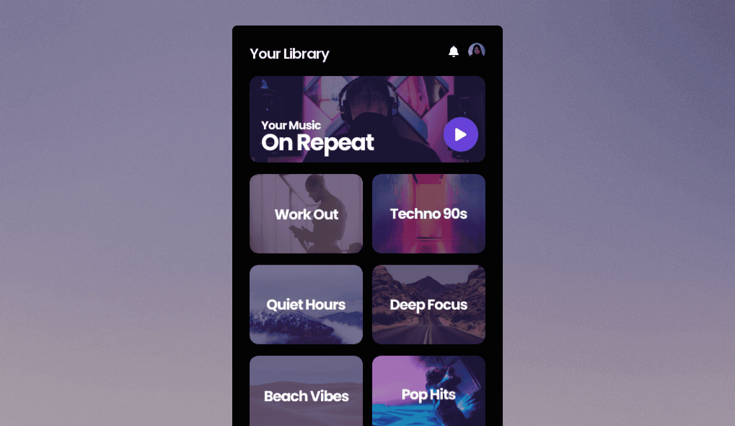 Screenshot of Music Streaming Mobile App: music library