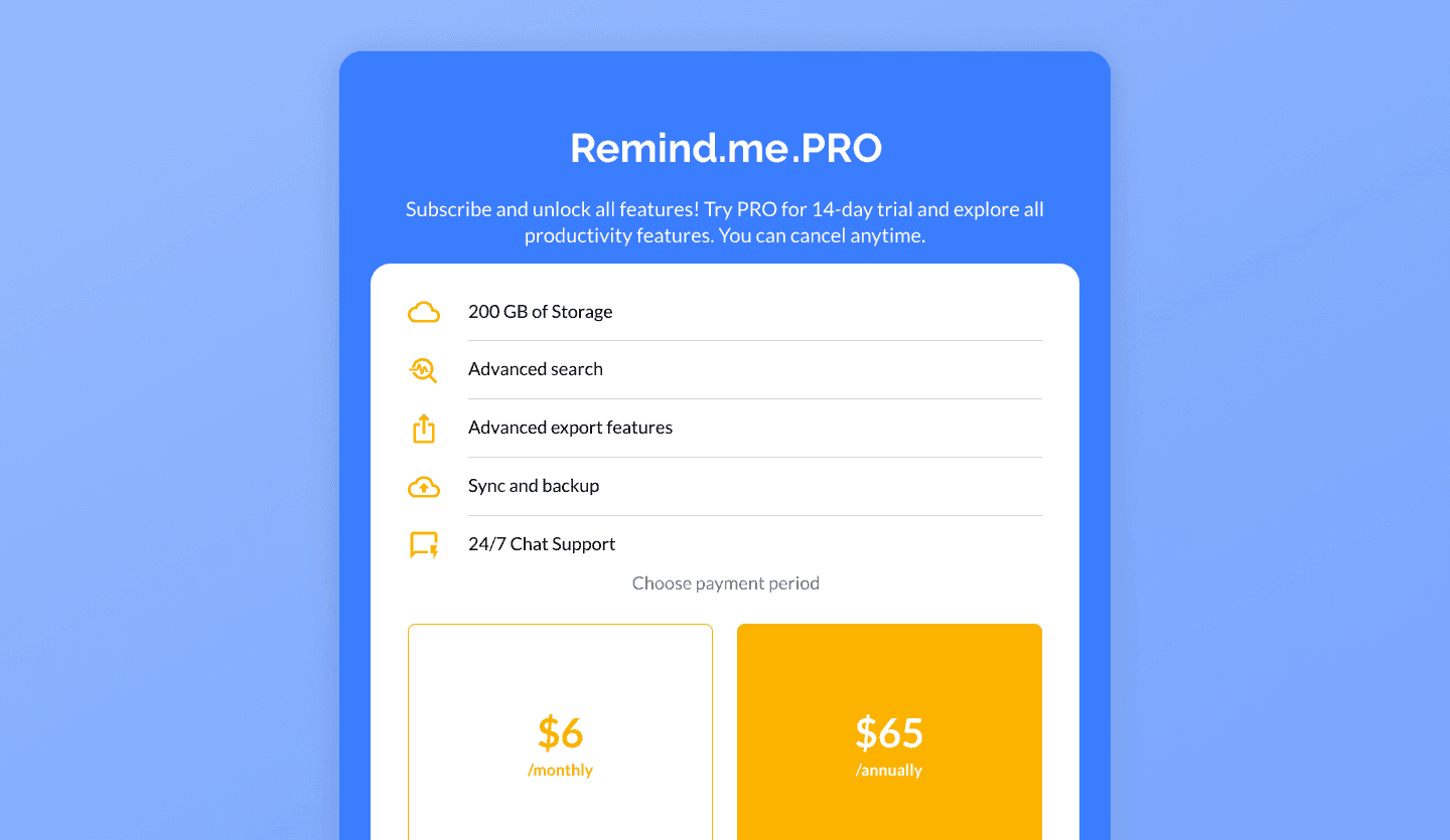 Note taking tablet app design pricing page