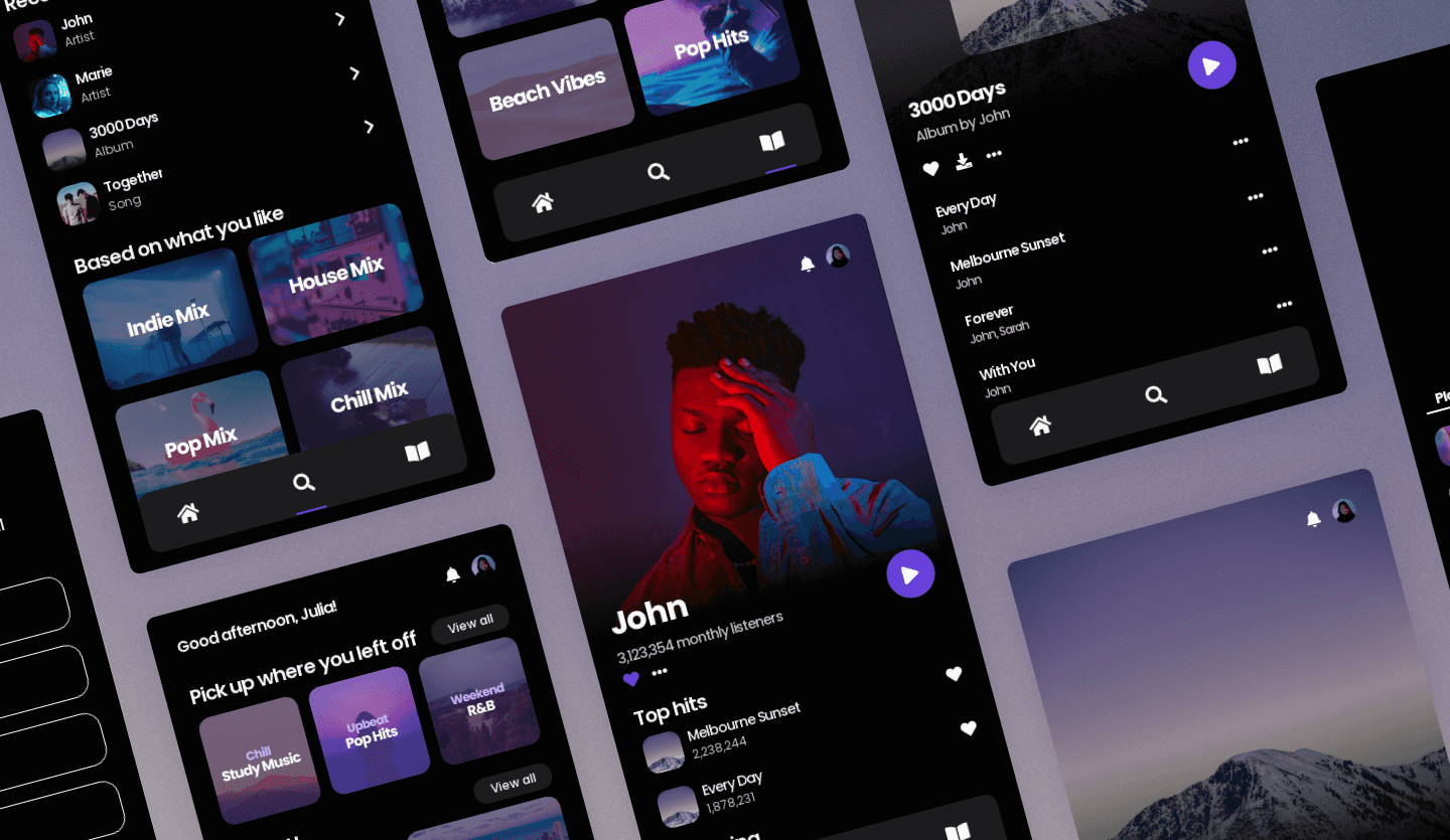 Image summary of Music Streaming Mobile App template