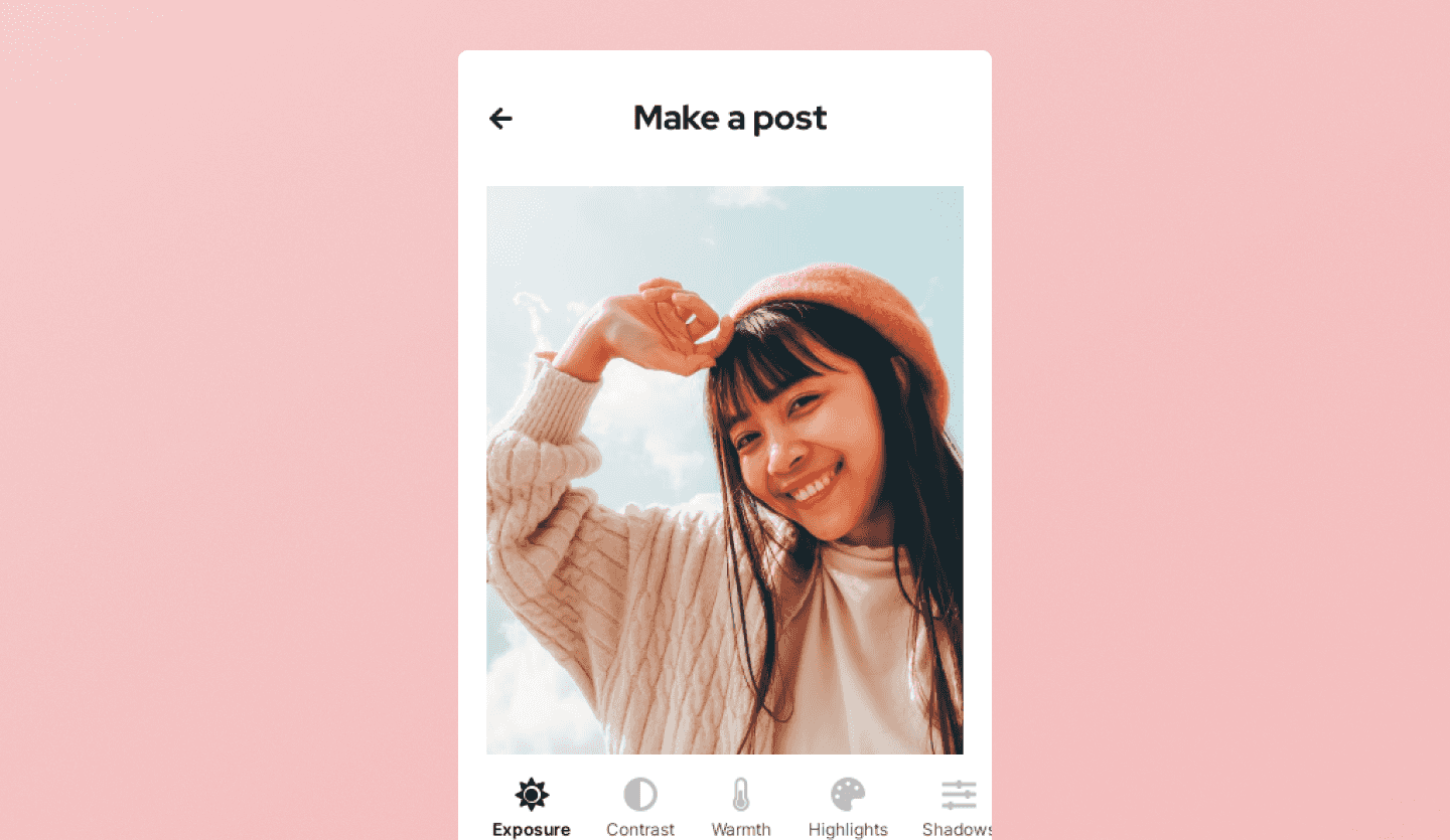 social media app design template photo screen
