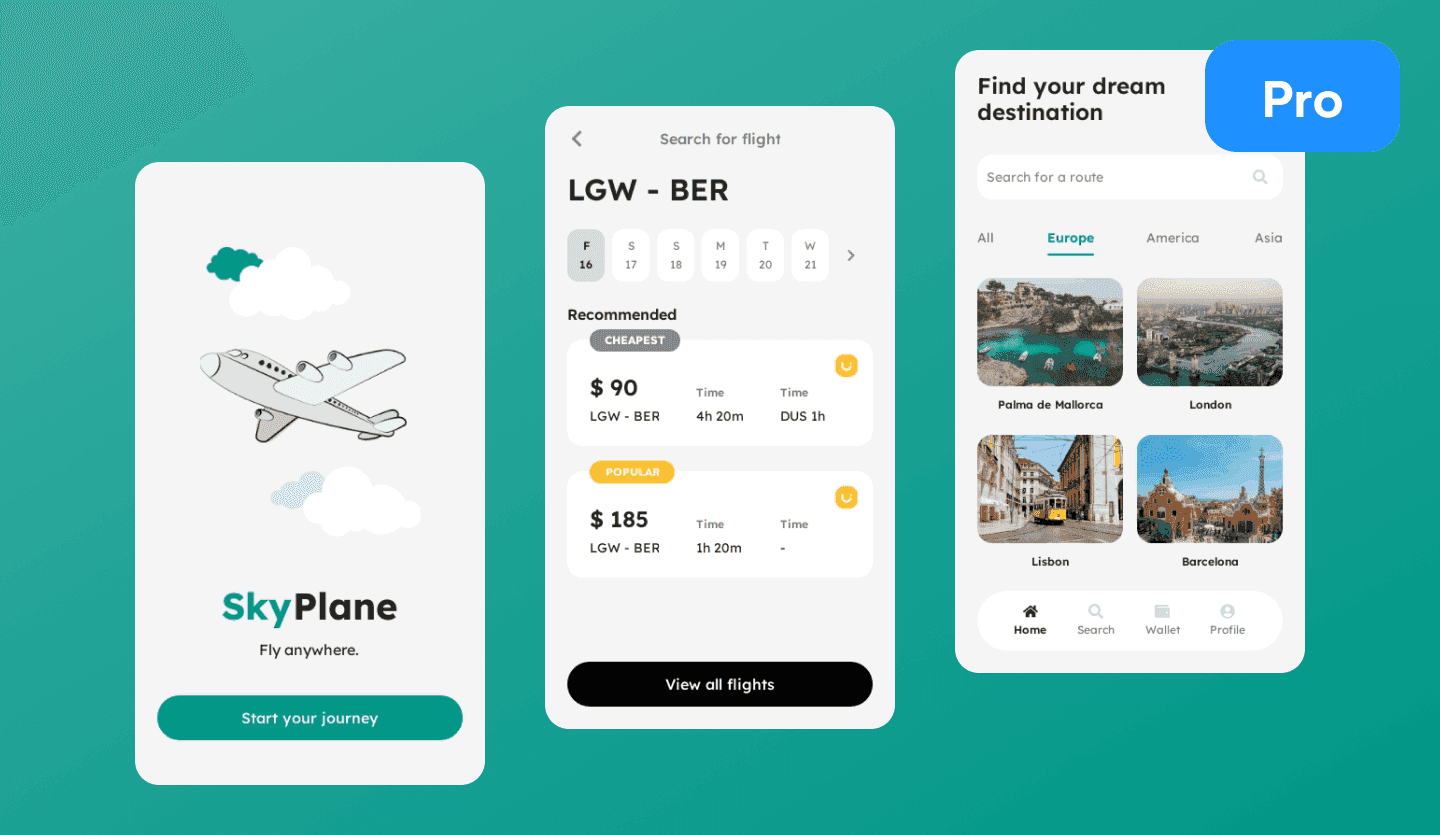 mobile flight ticket app design overview