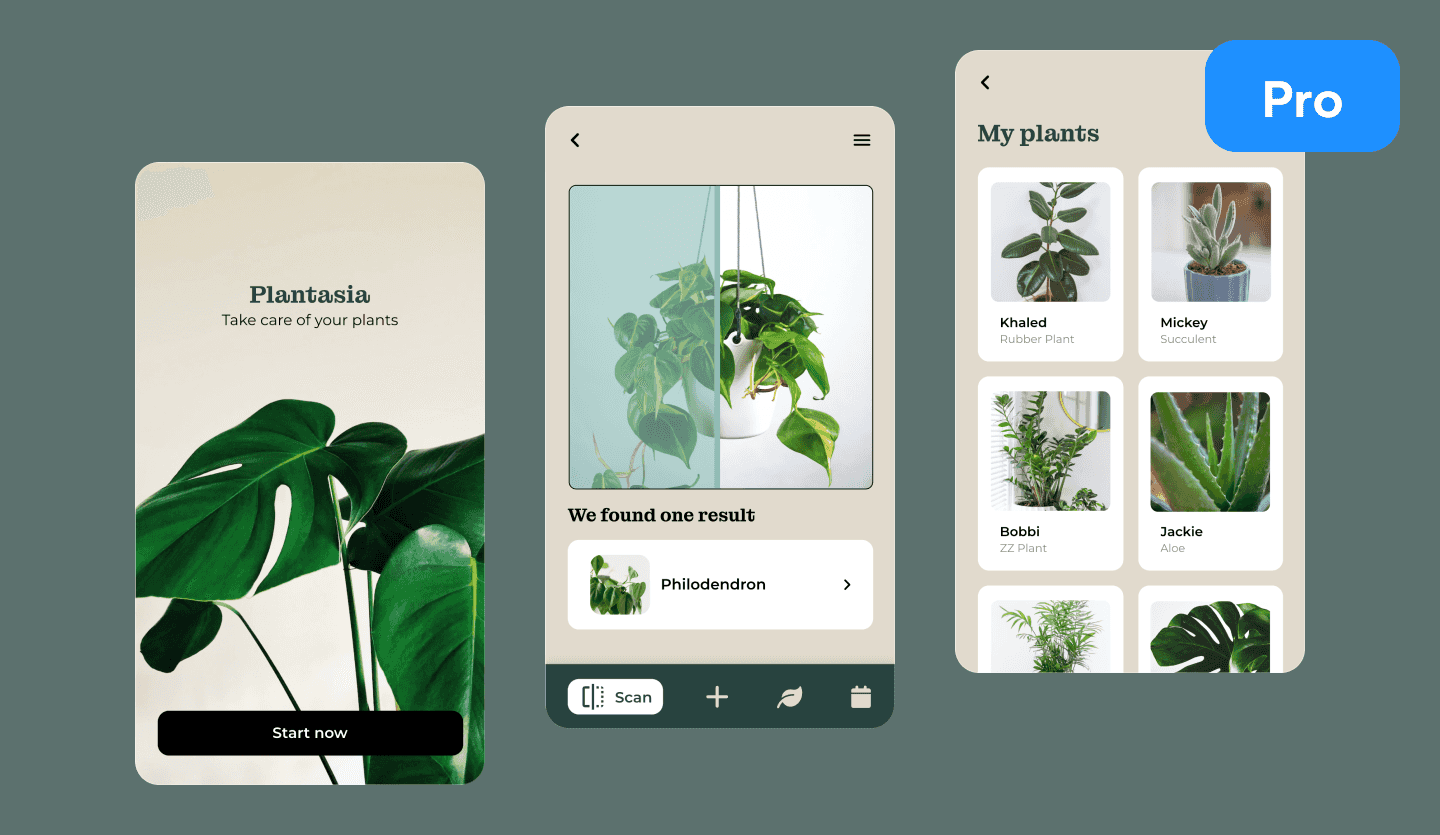 Plant care app UI design template