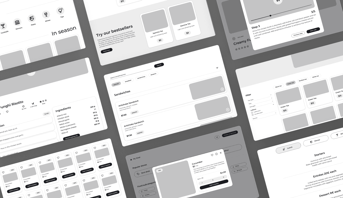 website wireframe ui kit about page