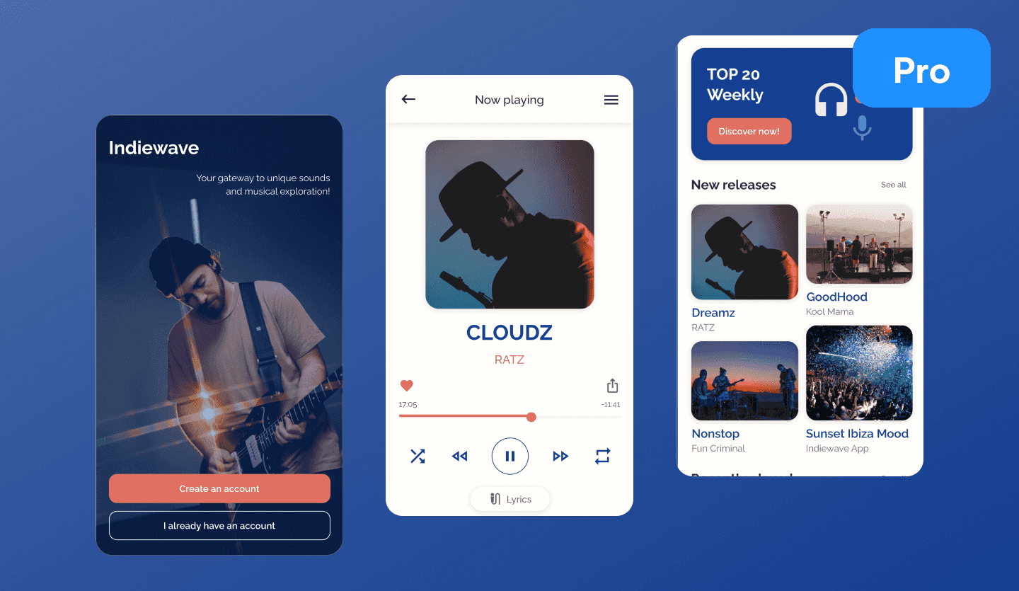 Music player app UI design template