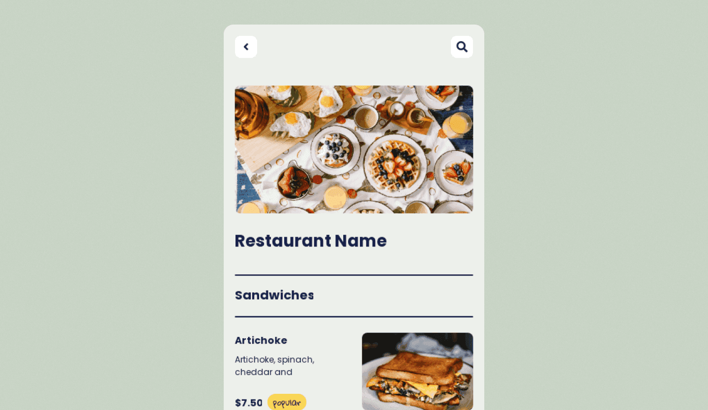 Screenshot of Quick Bite Mobile App: restaurants search