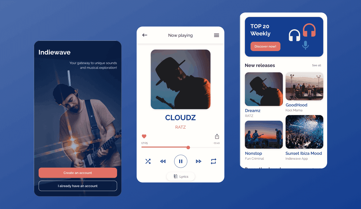 Music player app UI design template