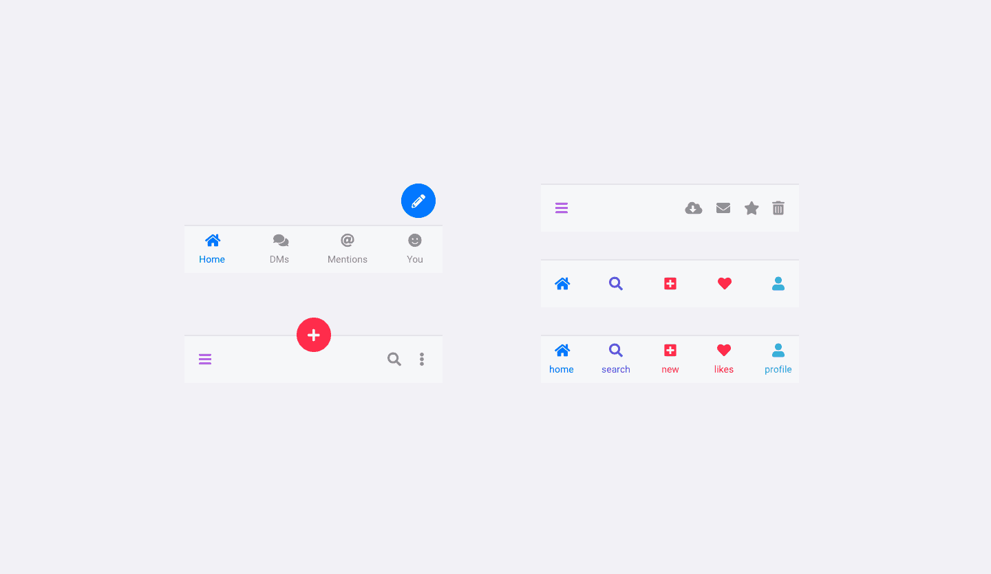 Screenshot showcasing the component template for designing app footers