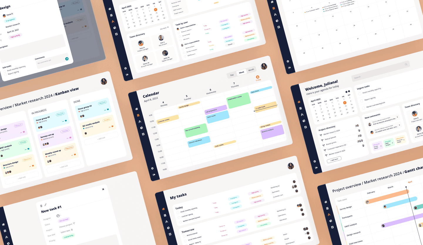 project management web app design template summary
