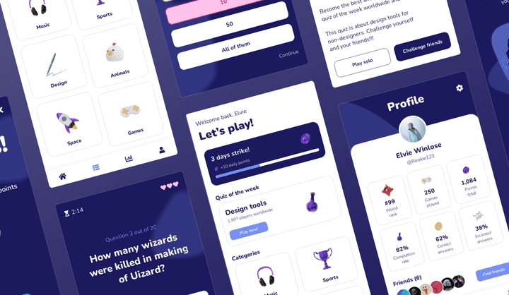 Quiz App UI Design Template | Quiz App UI | Uizard