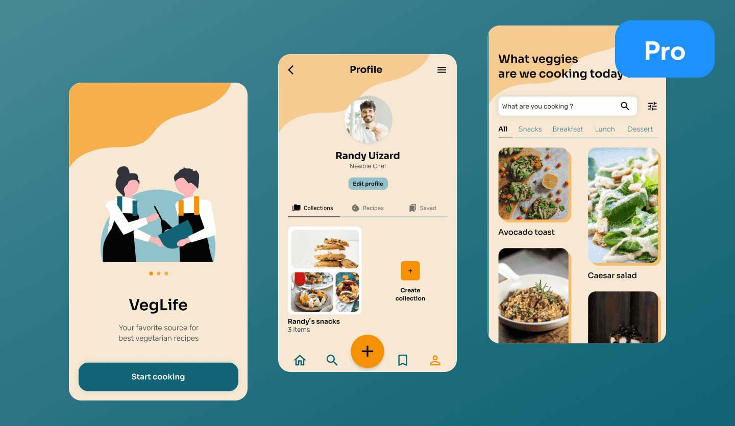 Recipe app UI design template