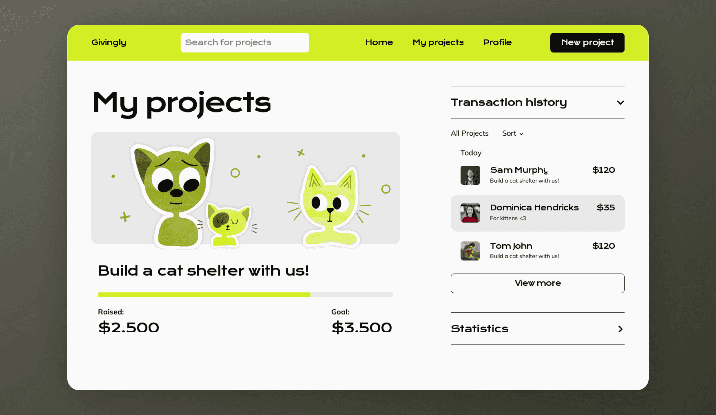 crowdfunding web app design template campaign setup screen