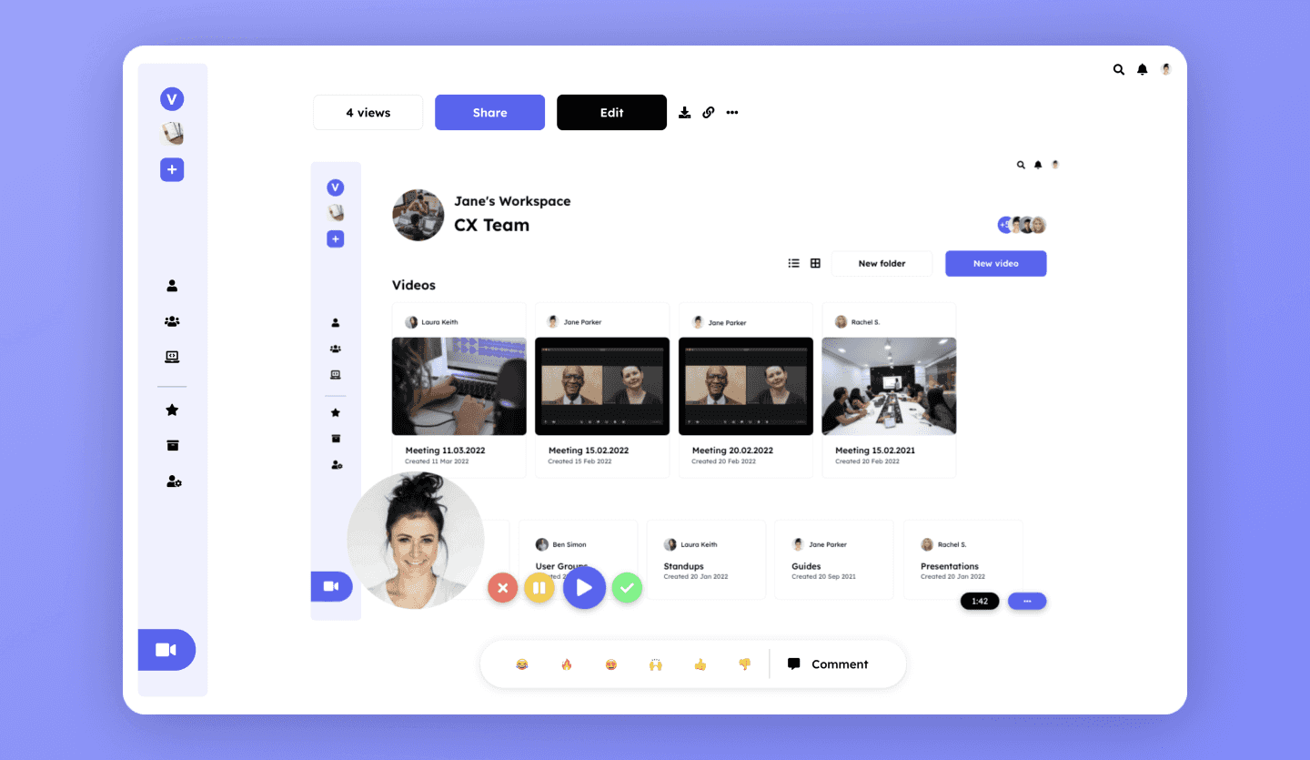 video call web app design template review screen