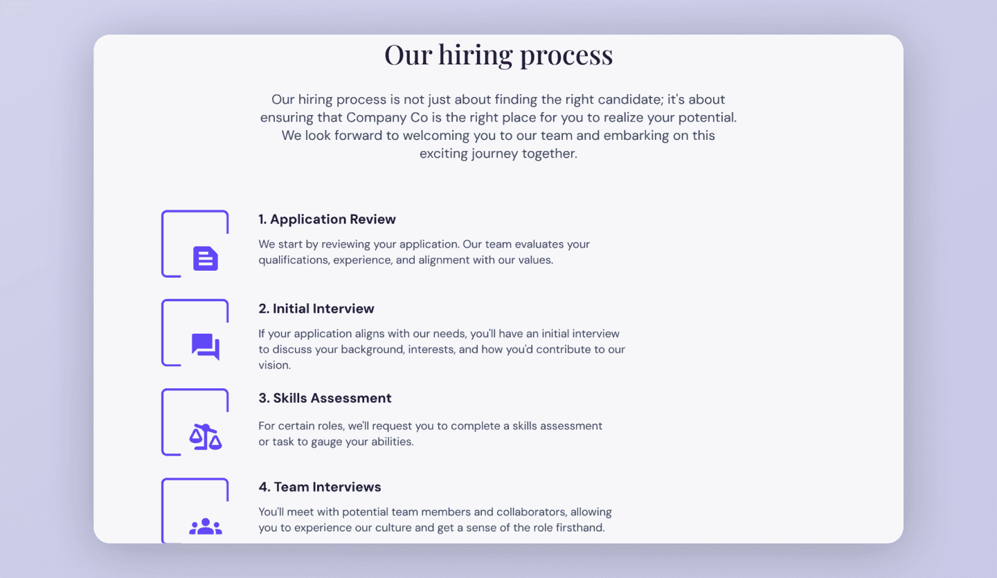 Career hub website design hiring page