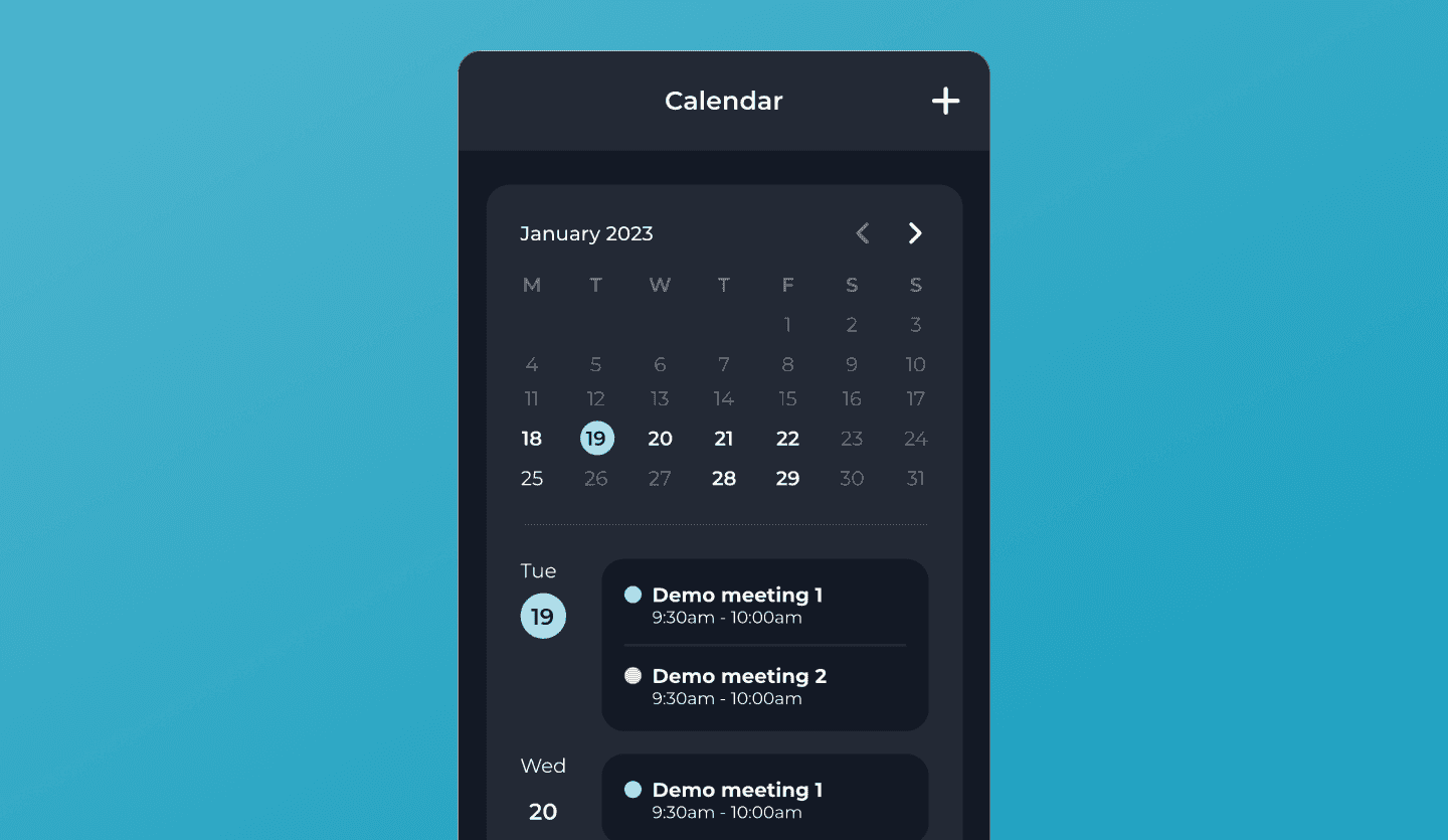 demo scheduling app design schedule page