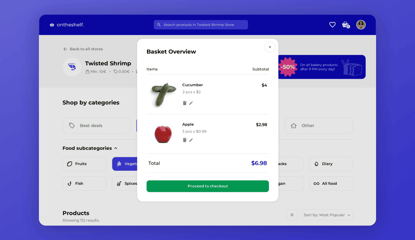 Screenshot of Grocery Deliver Web App: image details page