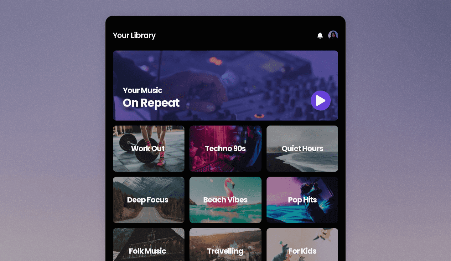 music streaming tablet app design template home screen