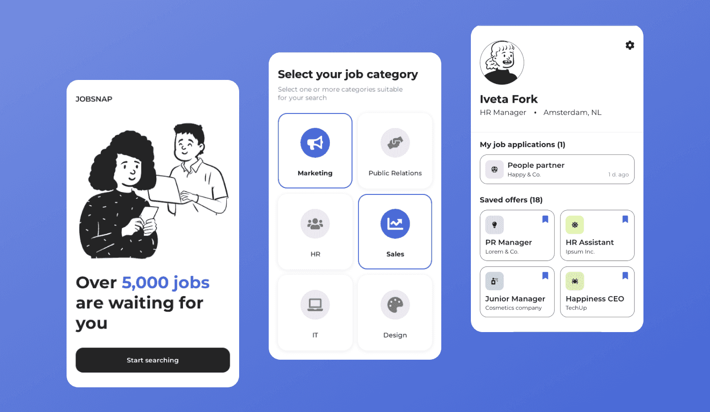 Job finding app UI design template