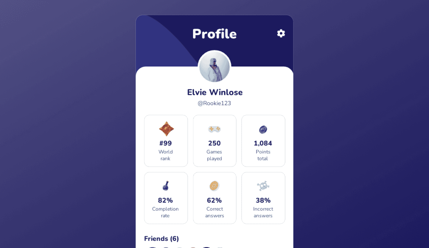quiz mobile app design template profile screen