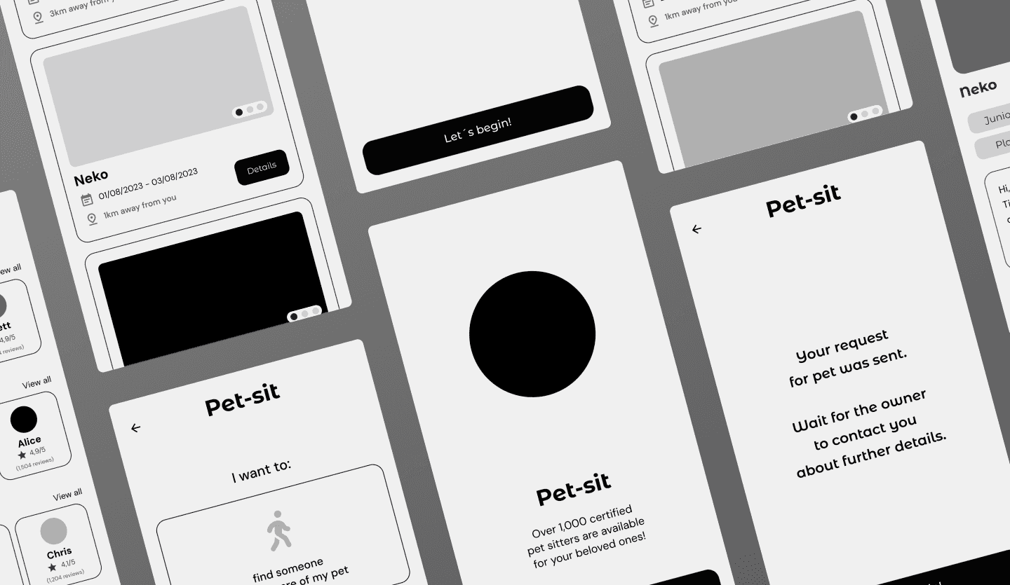 Pet sitting app wireframe design summary