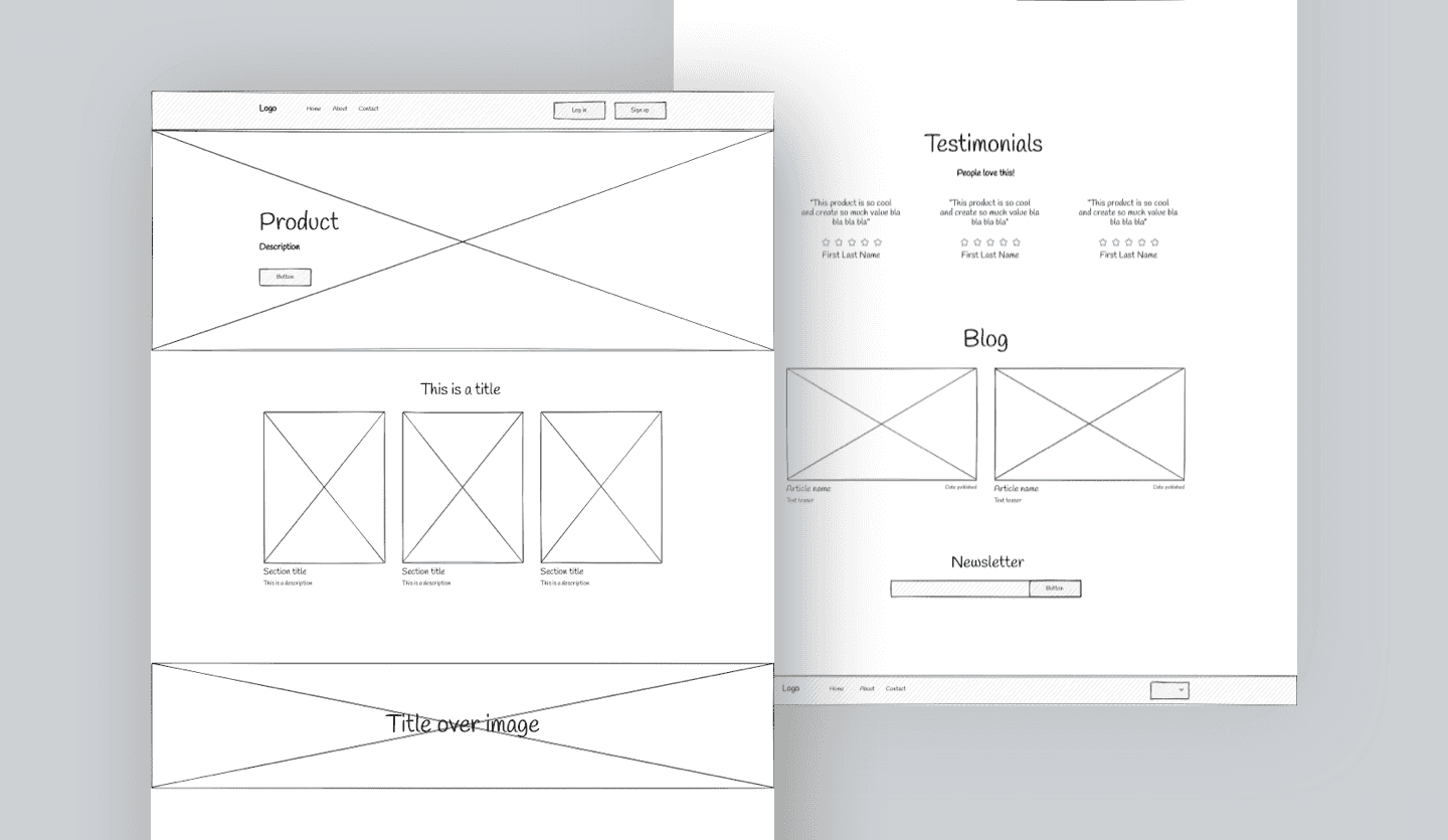 Screenshot of Website Wireframe: overview