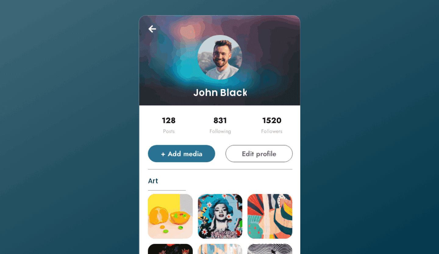 moodboard mobile app design template profile screen