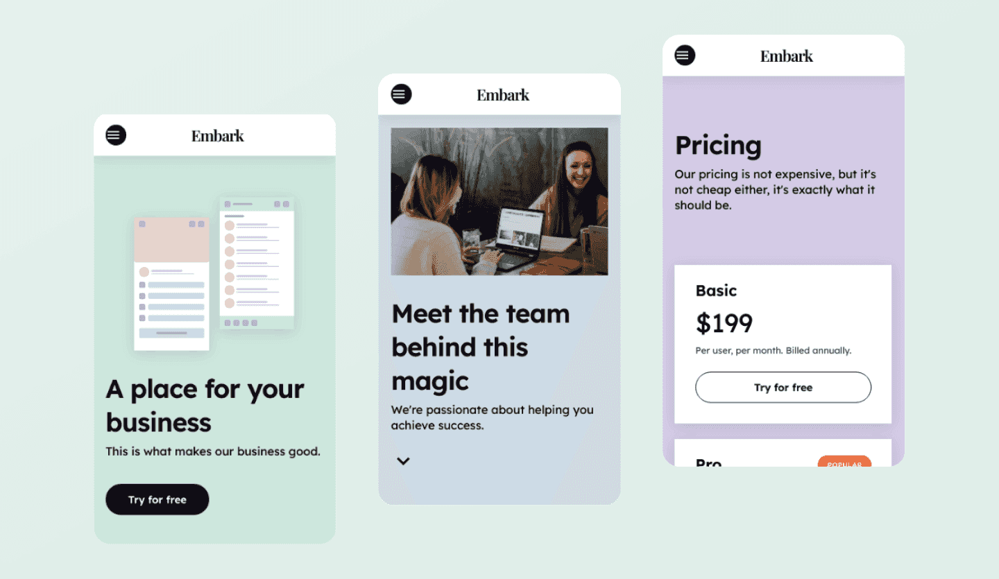 Business app UI design template