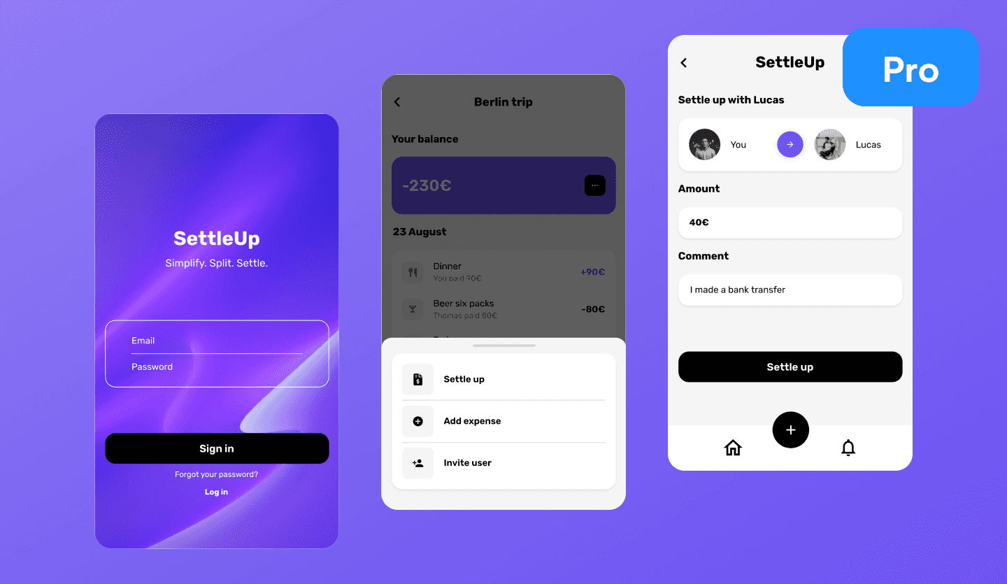 Group expense app UI design template