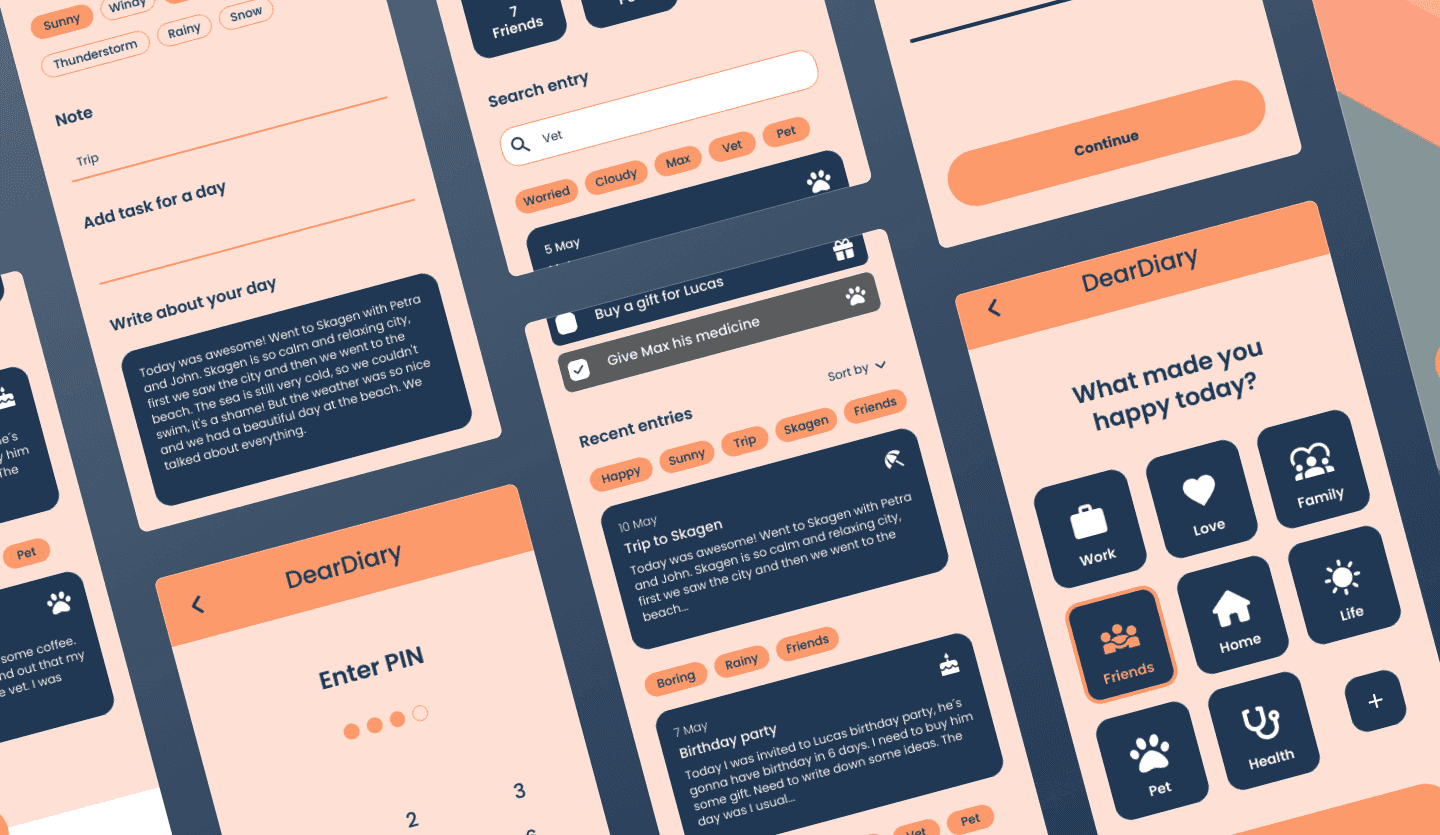 Journaling app UI design template summary
