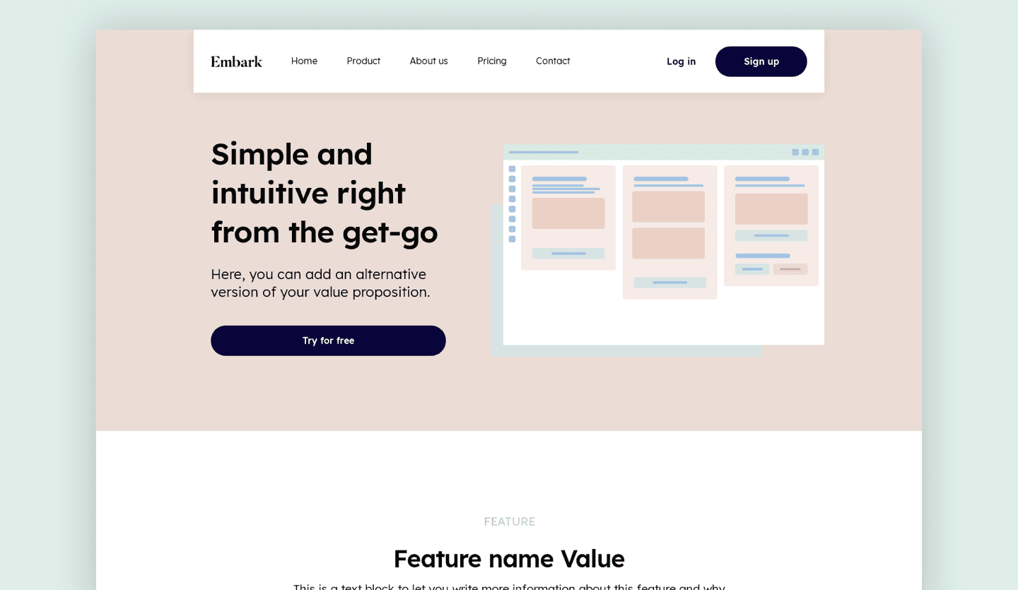 Screenshot of Embark's business home page: product page