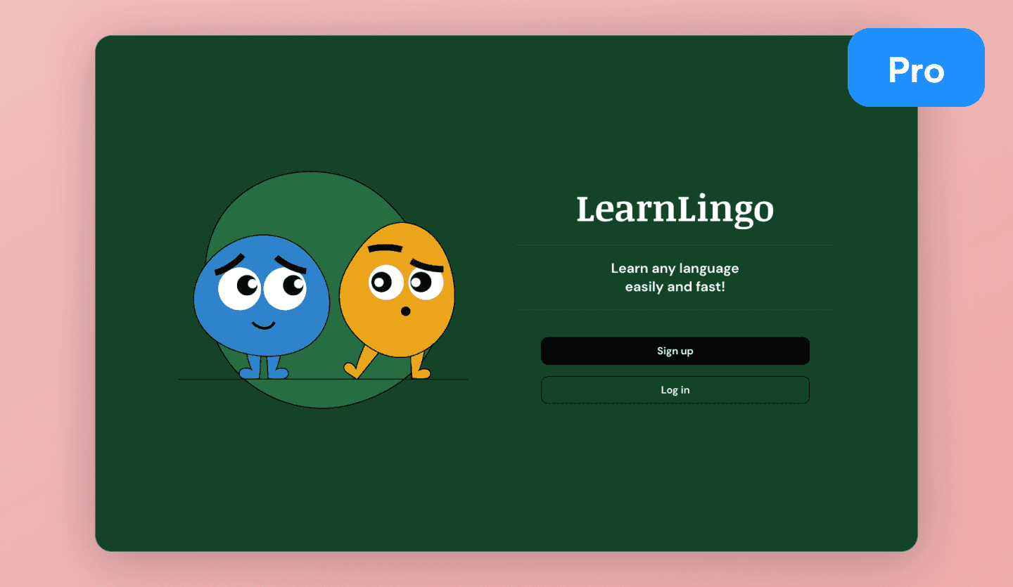 Language learning web app UI template