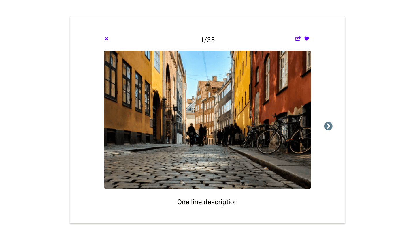 Screenshot showcasing the component template for designing image galleries