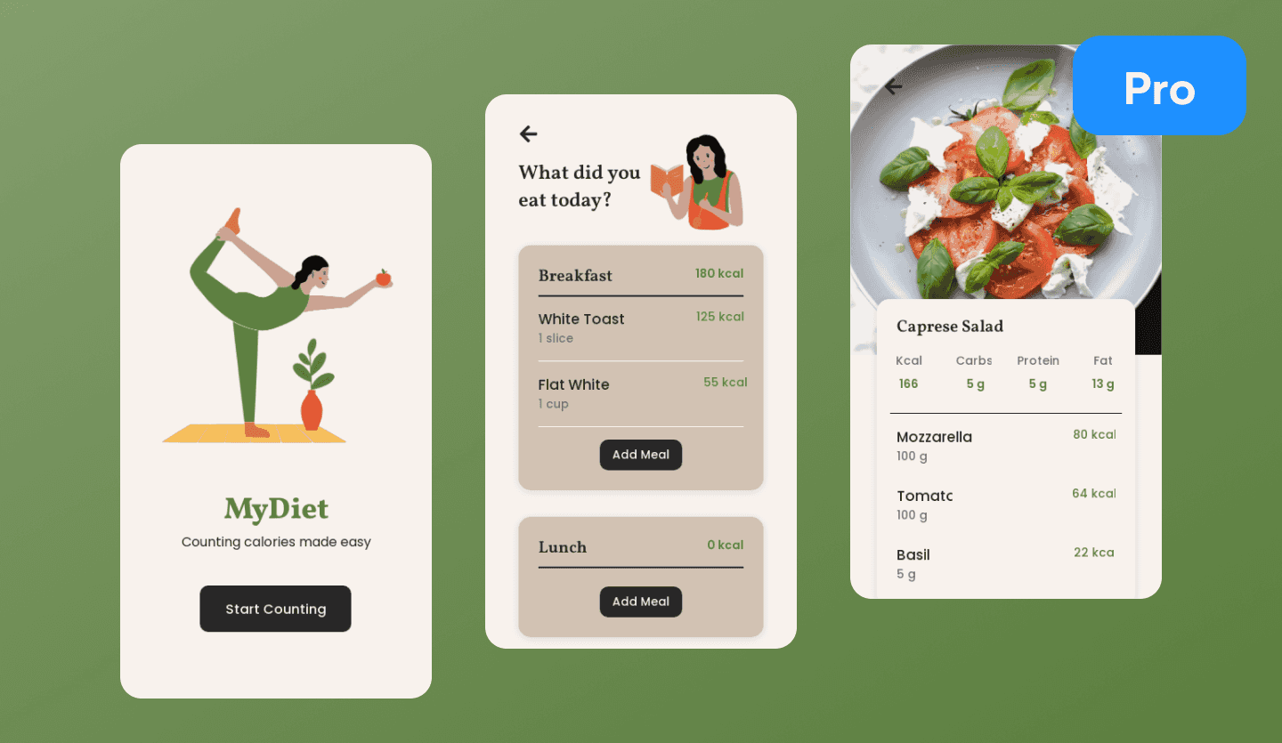 calorie counter mobile app design template overview