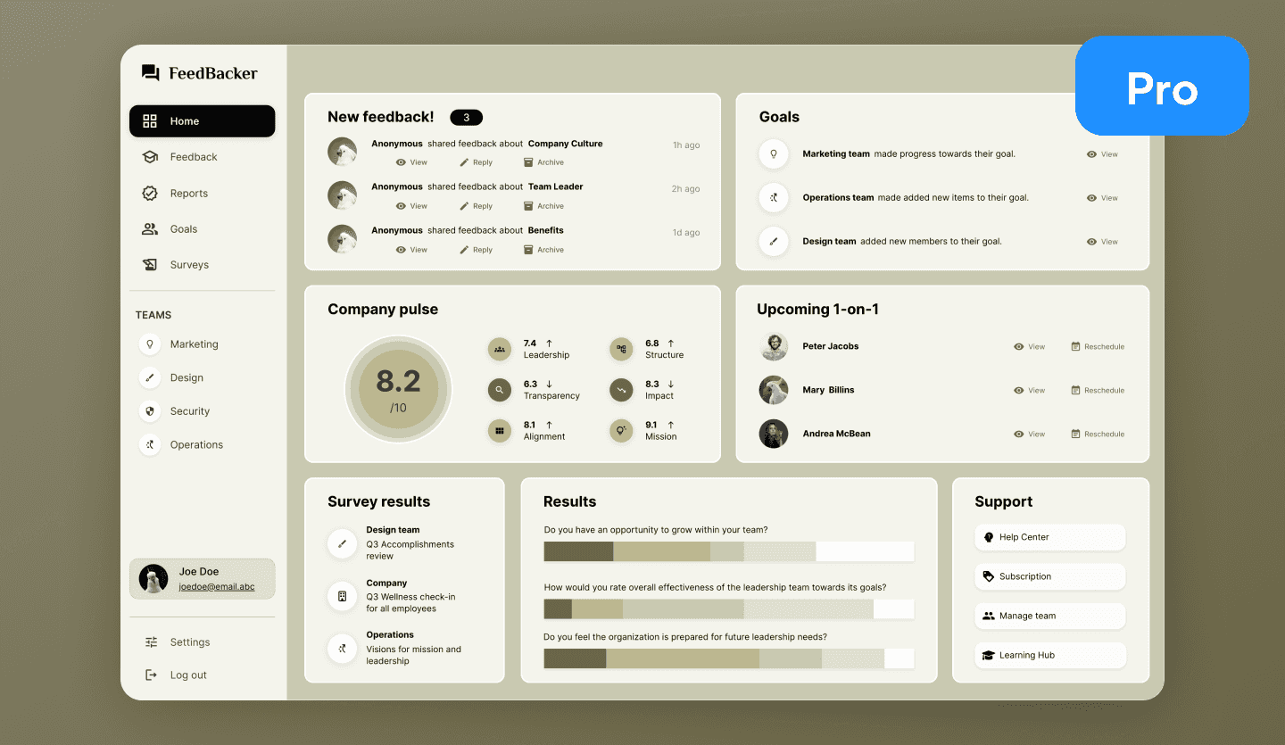 employee feedback cover web app design