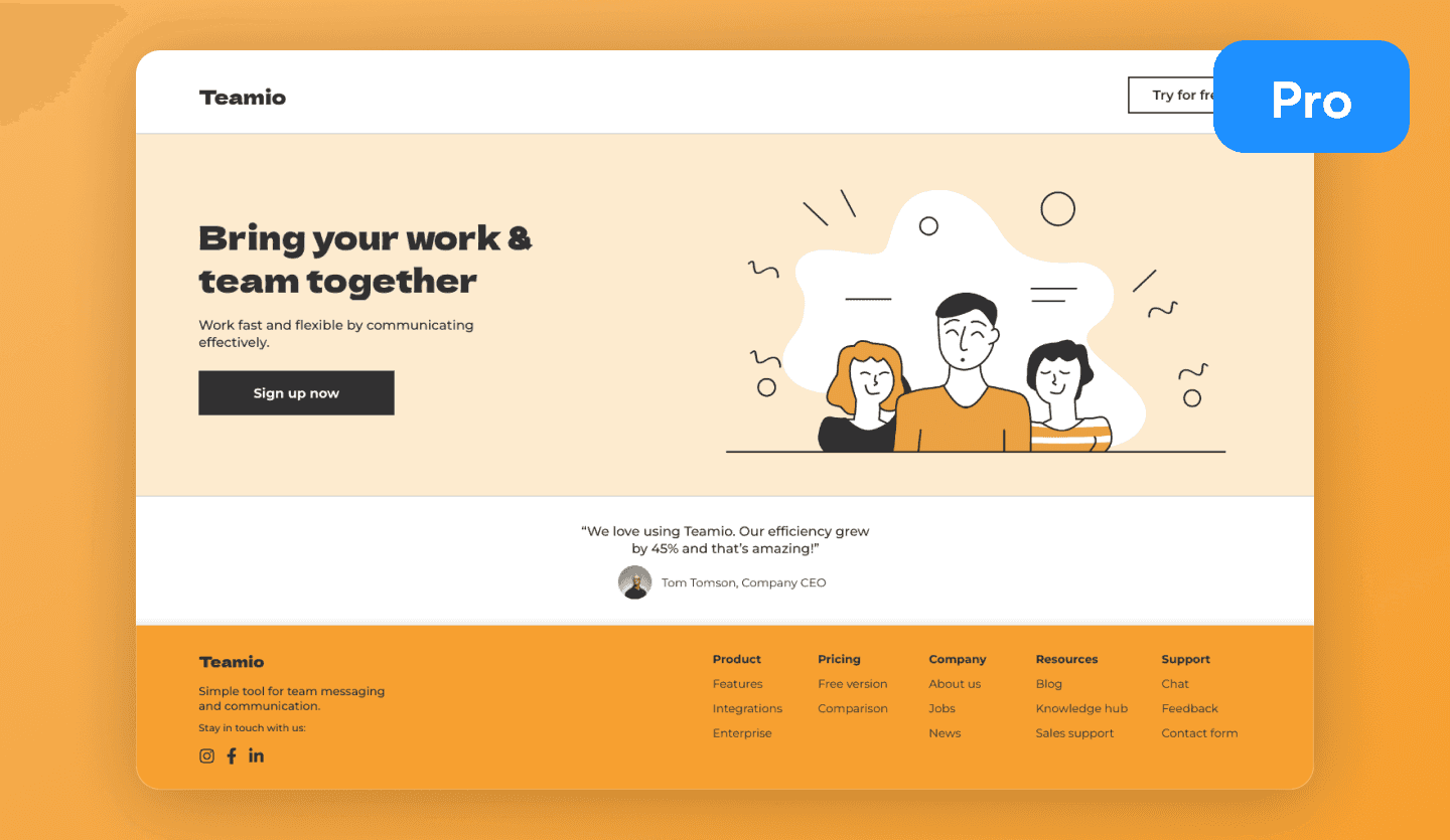 Work messaging light mode web app template