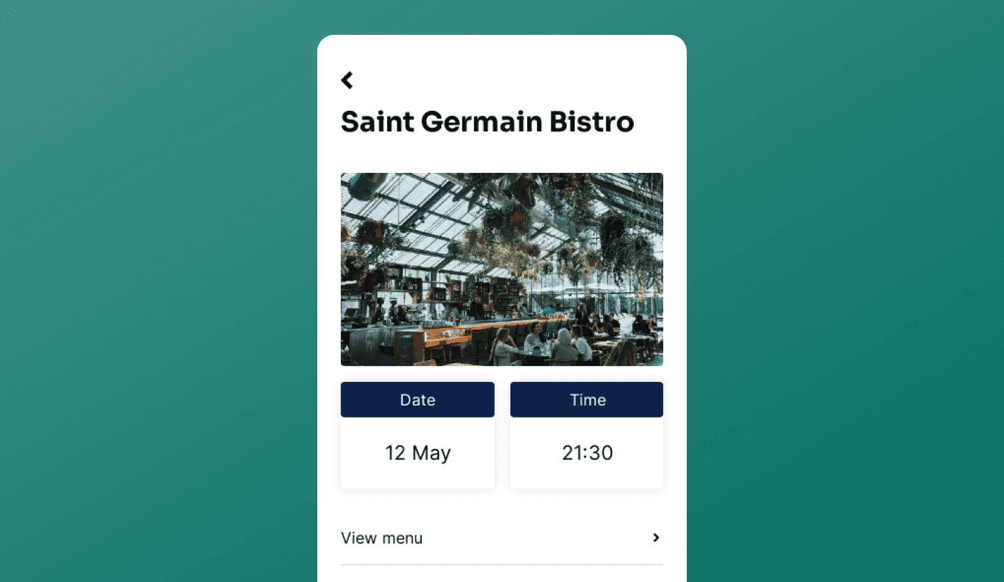 table booking app design template reservation detail screen