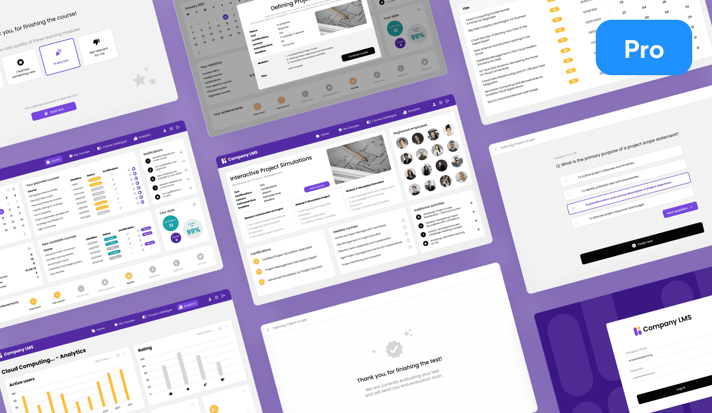 Enterprise e-learning web app UI template